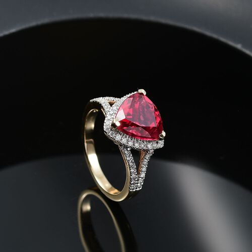 LUXURIANT DIAMOND- zertifiziert und geprüft AAA Labor Padparadscha Saphir und Labor Diamant Ring in 417 Gold - 4 ct. image number 1