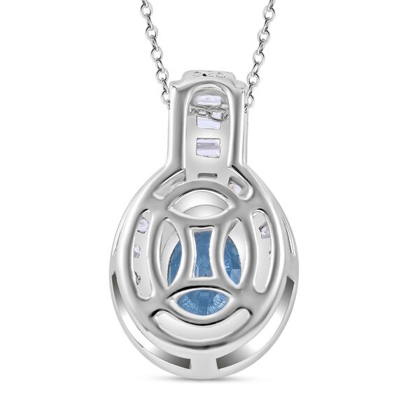 AA Blauer Zirkon, Weißer Zirkon Schmuckset 925 Silber rhodiniert ca. 3,52 ct. image number 4