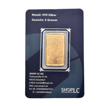 999er Silber-Barren mit Pixiu-Motiv, 916er vergoldet mit E-Beschichtung, 5g
