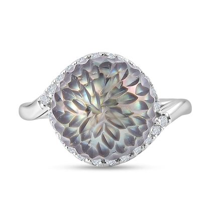 Tahiti Perle (11-12 mm), Moissanit Ring 925 Silber rhodiniert (Gr&ouml;&szlig;e 21.00)