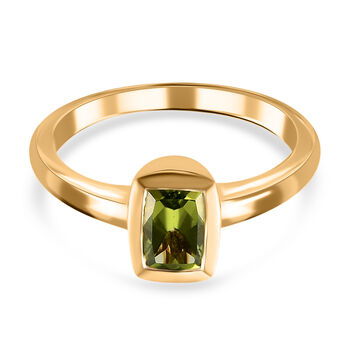 Nat&uuml;rlicher Peridot Solit&auml;r Ring 925 Silber vergoldet (Gr&ouml;&szlig;e 16.00) ca. 0,91 ct