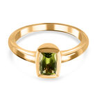 Natürlicher Peridot Solitär Ring 925 Silber vergoldet (Größe 16.00) ca. 0,91 ct