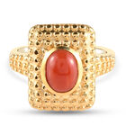 Koralle Ring 925 Silber vergoldet (Größe 16.00) ca. 1,44 ct