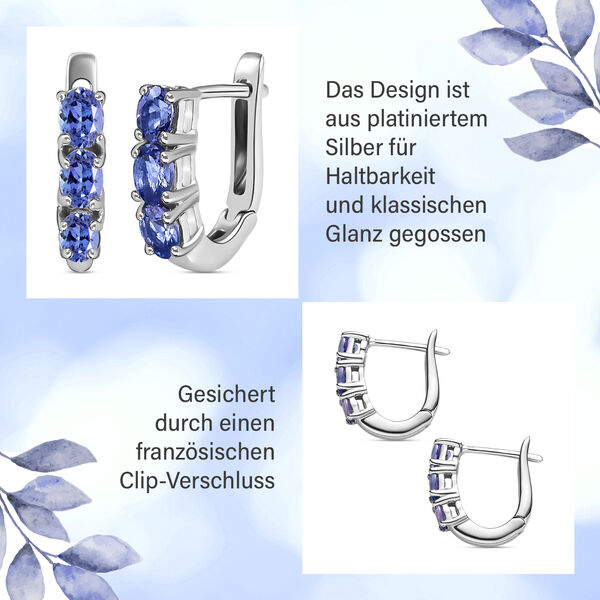 Tansanit Trilogie Huggie Ohrringe - 1,10 ct. image number 8