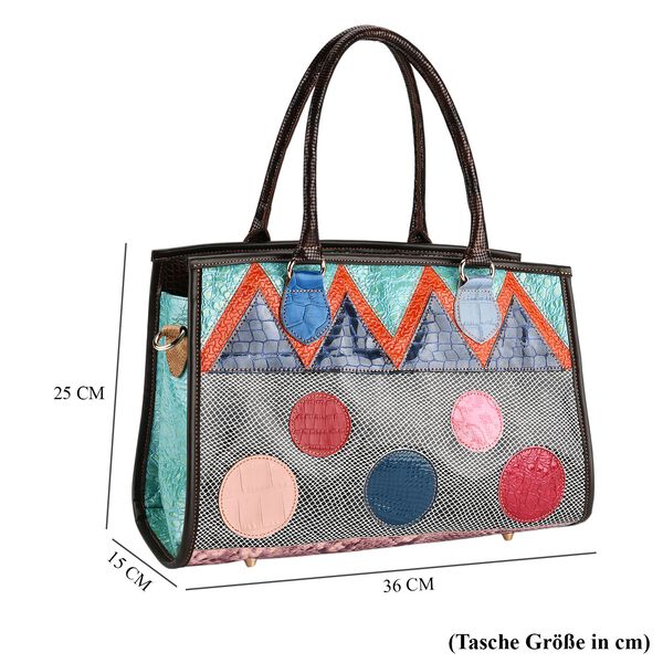 Chaos by Elsie- Echtleder-Crossbody-Tasche, RFID-Schutz, Patchwork Mehrfarbig, 36x15x25cm, Schwarz image number 8