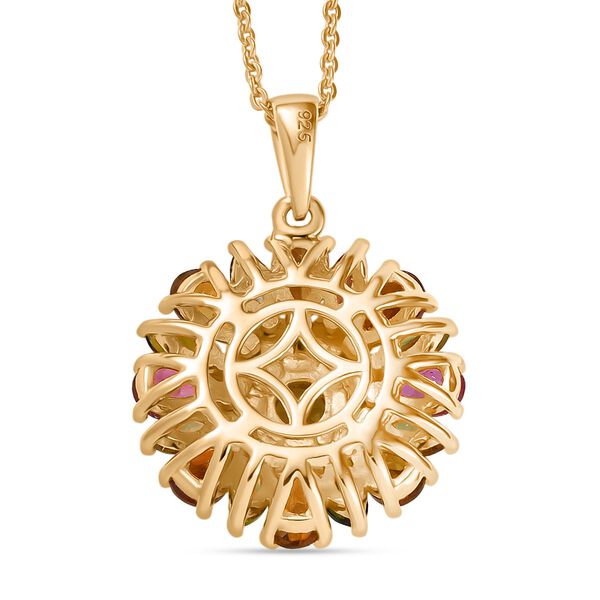 Naturblüte-Mehrfarbig-Turmalin Schmuckset 925 Silber 750 Gelbgold Vermeil ca. 2,83 ct. image number 5