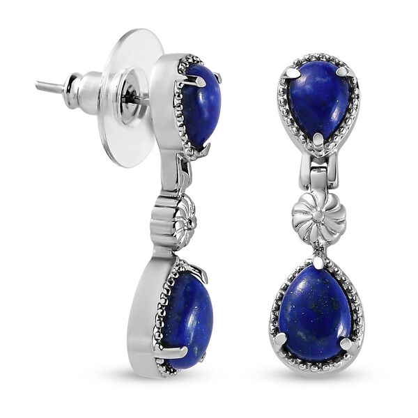 Lapislazuli-Ohrringe, Edelstahl ca. 5,11 ct image number 4
