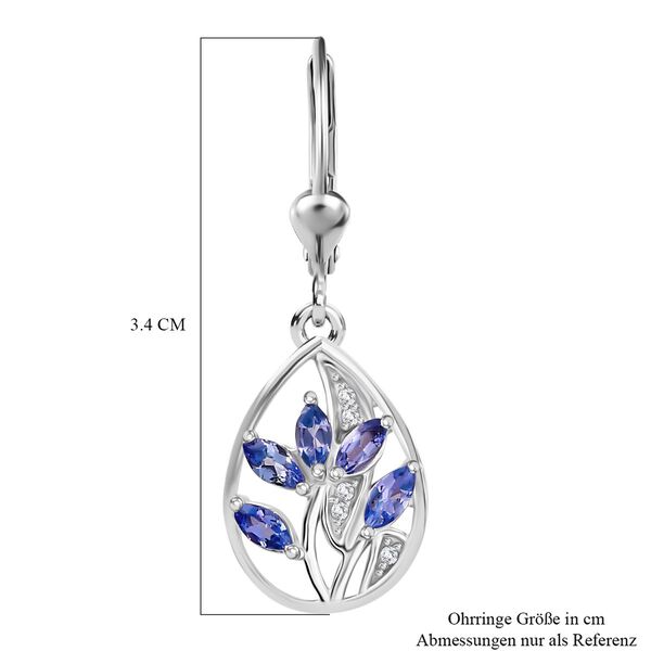 Tansanit, Weißer Zirkon Ohrringe 925 Silber rhodiniert ca. 0.97 ct image number 5