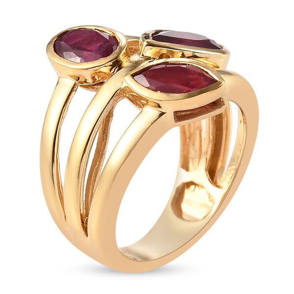 Afrikanischer Rubin Ring 925 Silber 585 Vergoldet image number 5