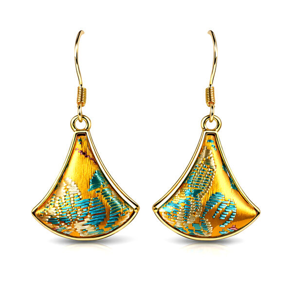 LA MAREY Signature Seidenschal und Seidenohrringe, 100% Maulbeerseide, 110 x 180 cm, Gelb image number 8