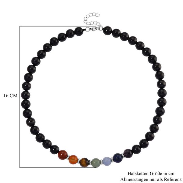 Shungit, Mehrfarbig Edelsteine Halskette ca. 45 cm ca. 300,00 ct. image number 6