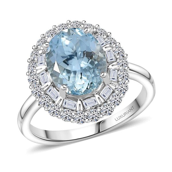 LUXURIANT DIAMOND - AAA Aquamarin, Lab Grown Diamant Ring 417 Gold (Gr&ouml;&szlig;e 16.50) ca. 3,03 ct