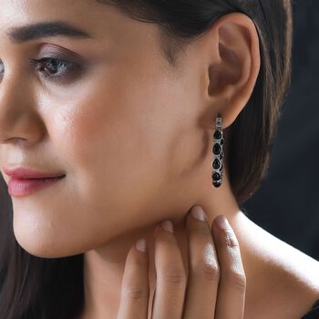 Schwarzer Onyx Ohrringe Edelstahl ca. 9,85 ct.