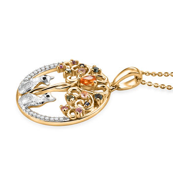 D'Joy Mehrfarbig Saphir Schmuckset ca. 50 cm 925 Silber Rhodiniert, 925 Silber Rhodiniert und 750 Gelbgold Vermeil ca. 0,72 ct.