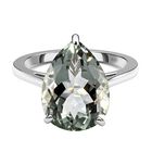 Grüner Amethyst Ring, 925 Silber platiniert (Größe 18.00) ca. 7,53 ct