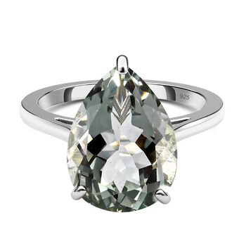 Gr&uuml;ner Amethyst Ring, 925 Silber platiniert (Gr&ouml;&szlig;e 18.00) ca. 7,53 ct