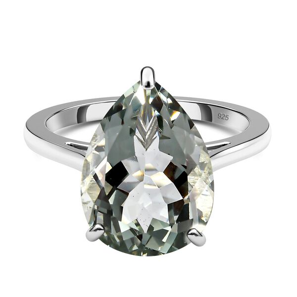Gr&uuml;ner Amethyst Ring, 925 Silber platiniert (Gr&ouml;&szlig;e 18.00) ca. 7,53 ct