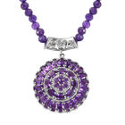 Afrikanischer Amethyst Halskette ca. 50 cm 925 Silber platiniert ca. 87,08 ct image number 0