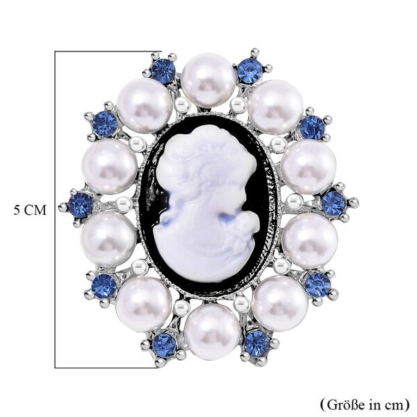 Kamee, Blauer Kristall Brosche image number 5