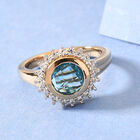 Schweizer Blautopas und Zirkon Ring 925 Silber vergoldet  ca. 2,02 ct image number 1