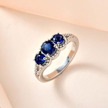 Kaschmir Kyanit Ring, 925 Silber platiniert, (Gr&ouml;&szlig;e 21.00) ca. 1.36 ct