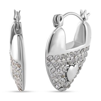 Wei&szlig;er Kristall Herzf&ouml;rmige Ohrringe, Reiner Edelstahl