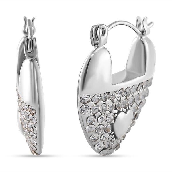 Wei&szlig;er Kristall Herzf&ouml;rmige Ohrringe, Reiner Edelstahl