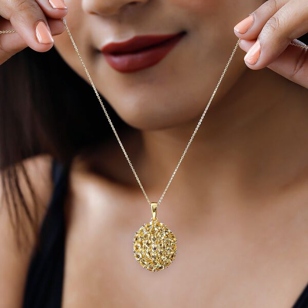 Citrin Anh&auml;nger mit Kette, 925 Silber Gelbgold Vermeil ca. 4,65 ct image number 2