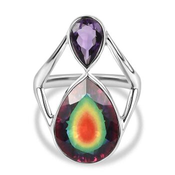 Sajen Silber-Himmlischer Quarz, Afrikanischer Amethyst Ring 925 Silber rhodiniert (Gr&ouml;&szlig;e 20.00) ca. 9.68 ct