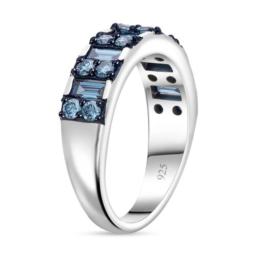 Lab Grown Blauer Diamant SI Ring 925 Silber platiniert (Größe 18.00) ca. 1,11 ct image number 2