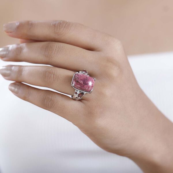 AA Norwegischer Thulit, Roter Granat Ring Silberfarben (Gr&ouml;&szlig;e 19.00) ca. 13.30 ct image number 3