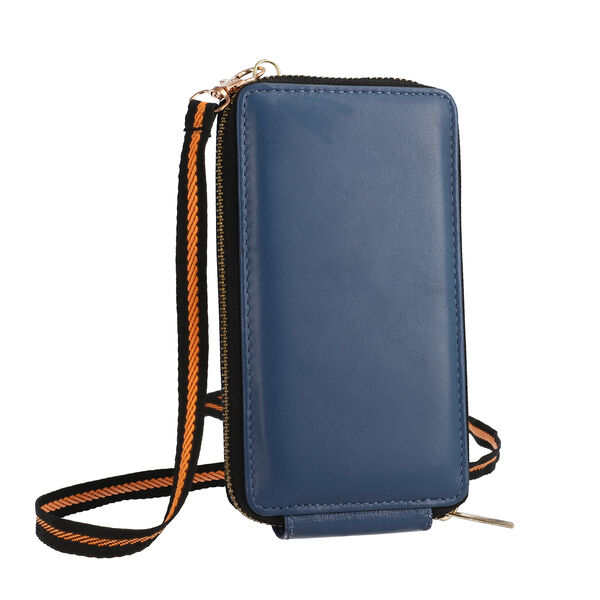 100% Leder Brieftasche, RFID geschützt, Größe 17,7x2,5x10 cm, Blau image number 0
