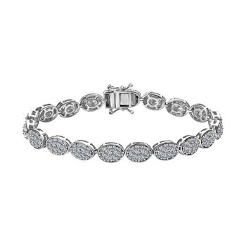 Moissanit Armband, ca. 19 cm 925 Silber platiniert, ca. 7.85 ct