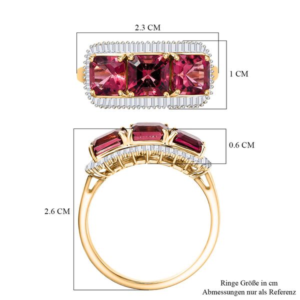 AAA Rubellit und Diamant Ring in 375 Gold - 3,86 ct. image number 7