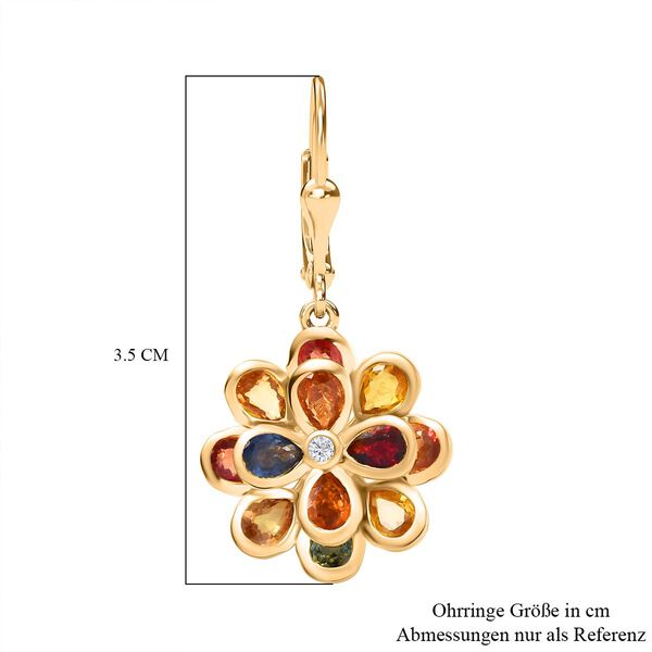 D'Joy AA Blauer Saphir, Mehrfarbig Saphir Ohrringe 925 Silber 750 Gelbgold Vermeil ca. 4,35 ct. image number 6