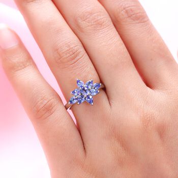 AAA Tansanit Cluster floraler Ring - 1,33 ct.