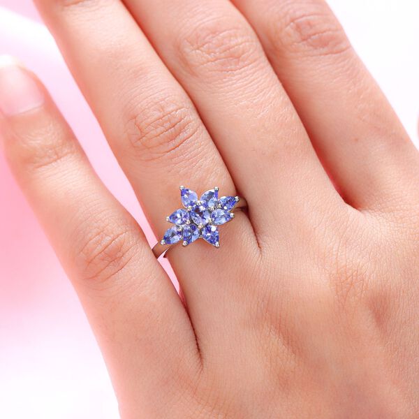 AAA Tansanit Cluster floraler Ring - 1,33 ct. image number 3