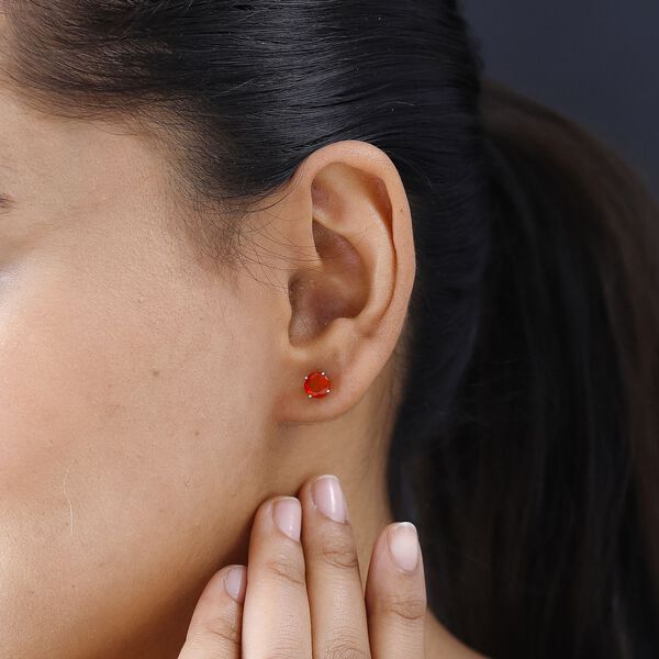 RHAPSODY AAAA mexikanische Kirschfeuer-Opal-Ohrstecker in 950 Platin - 1,26 ct. image number 2