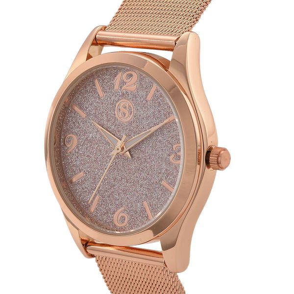 STRADA Stardust Dial Uhr mit japanischem Uhrwerk und roségoldfarbenem 316L Edelstahl -Mesh-Armband image number 3