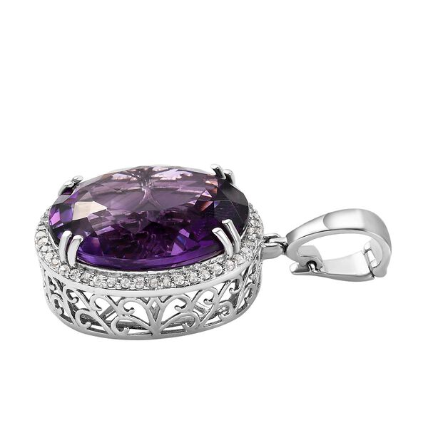 Lusaka Amethyst und wei&szlig;er Zirkon-Anh&auml;nger - 26,50 ct. image number 4
