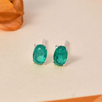 Smaragd Triplett Quarz Ohrringe, ca. 1,08 ct.