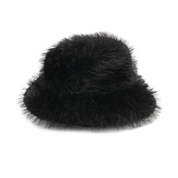 Kunstpelz-Bucket-Hut, Einheitsgr&ouml;&szlig;e, Tiefschwarz