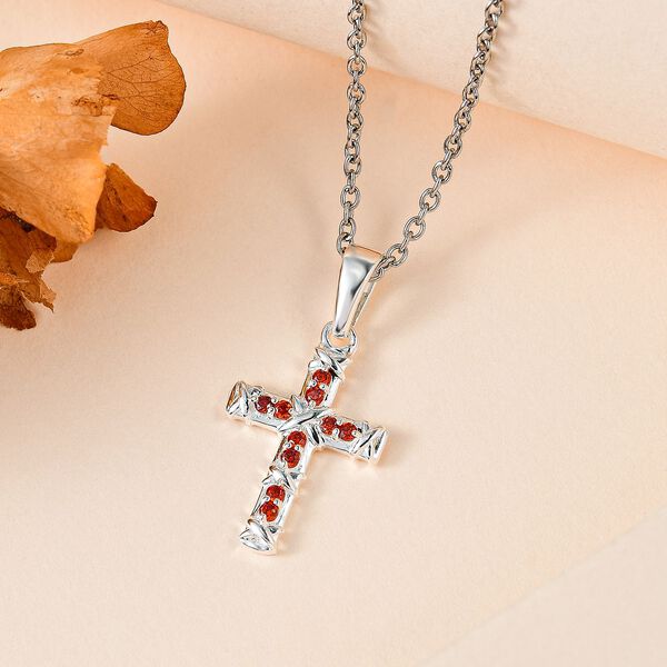 Garnat kubischer Zirkonia-Anhänger mit 50cm Kette - 0,34 ct. image number 2