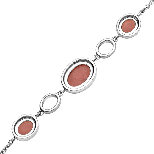 Gef&auml;rbtes, rotes Achat-Armband, ca. 19+3.5 cm, silberfarben, ca. 20.00 ct image number 5