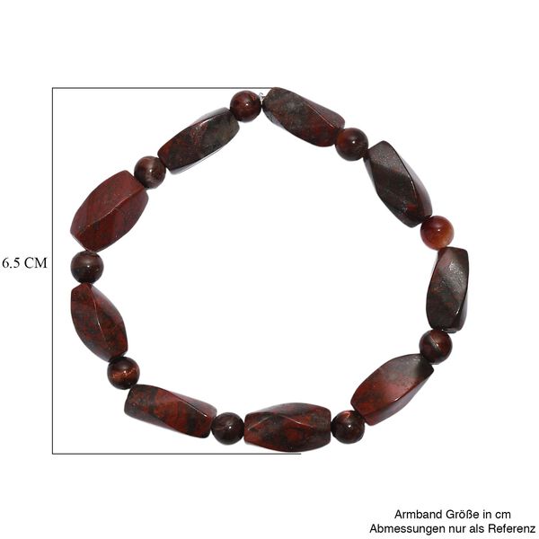 Rotes Tigerauge Armband Flexibel (18 cm), ca. 73.00 ct image number 5