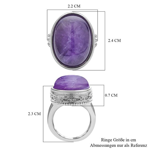 Cabochon Amethyst Ring, Edelstahl, ca. 25,00 ct image number 7