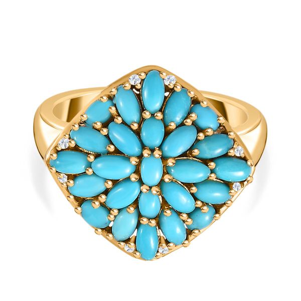 Sleeping Beauty T&uuml;rkis und Zirkon Ring -  2,21 ct.