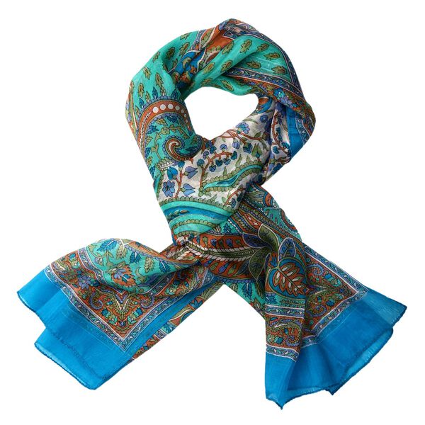 100% satin-Seidenschal, bedruckt mit Kartenmuster, 50x160cm, Mehrfarbig image number 4