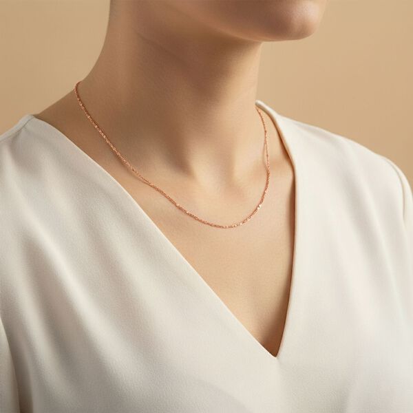 Singapur 925 Silber ros&eacute;vergoldet Kette ca. 45 cm image number 3