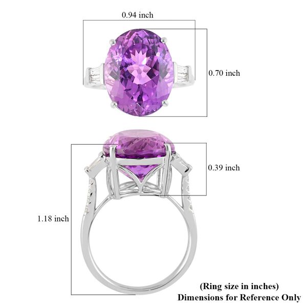 RHAPSODY zertifizierter und gepr&uuml;fter AAAA Patroke Kunzit und VS Diamant-Ring- 14,70 ct. image number 4
